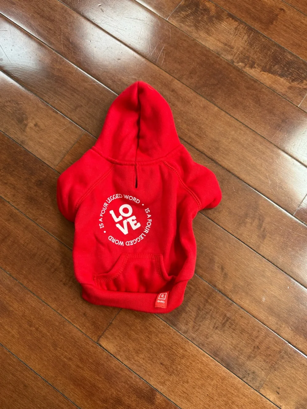 Reddy Red “LOVE” Dog Hoodie Sweatshirt, size XS